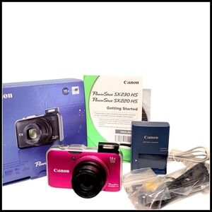 Canon PowerShot SX230 HS 12.1MP Digital Camera PINK‎ Tested Battery Charger Card